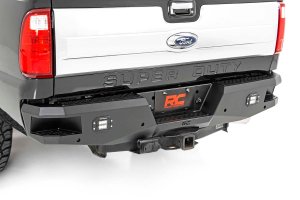 Ford F-350 Super Duty Rear Bumper - Rough Country - LED with Black-Series 2in LED Flush Mount Cubes - Black - '99-'16 Ford F-350 Super Duty Rear Bumper - Rough Country - LED with Black-Series 2in LED Flush Mount Cubes - Black - '99-'16